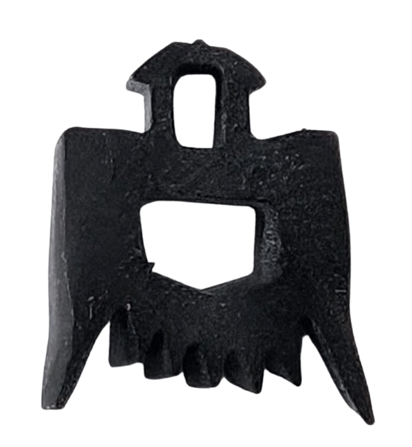 Black metal clip on a white background